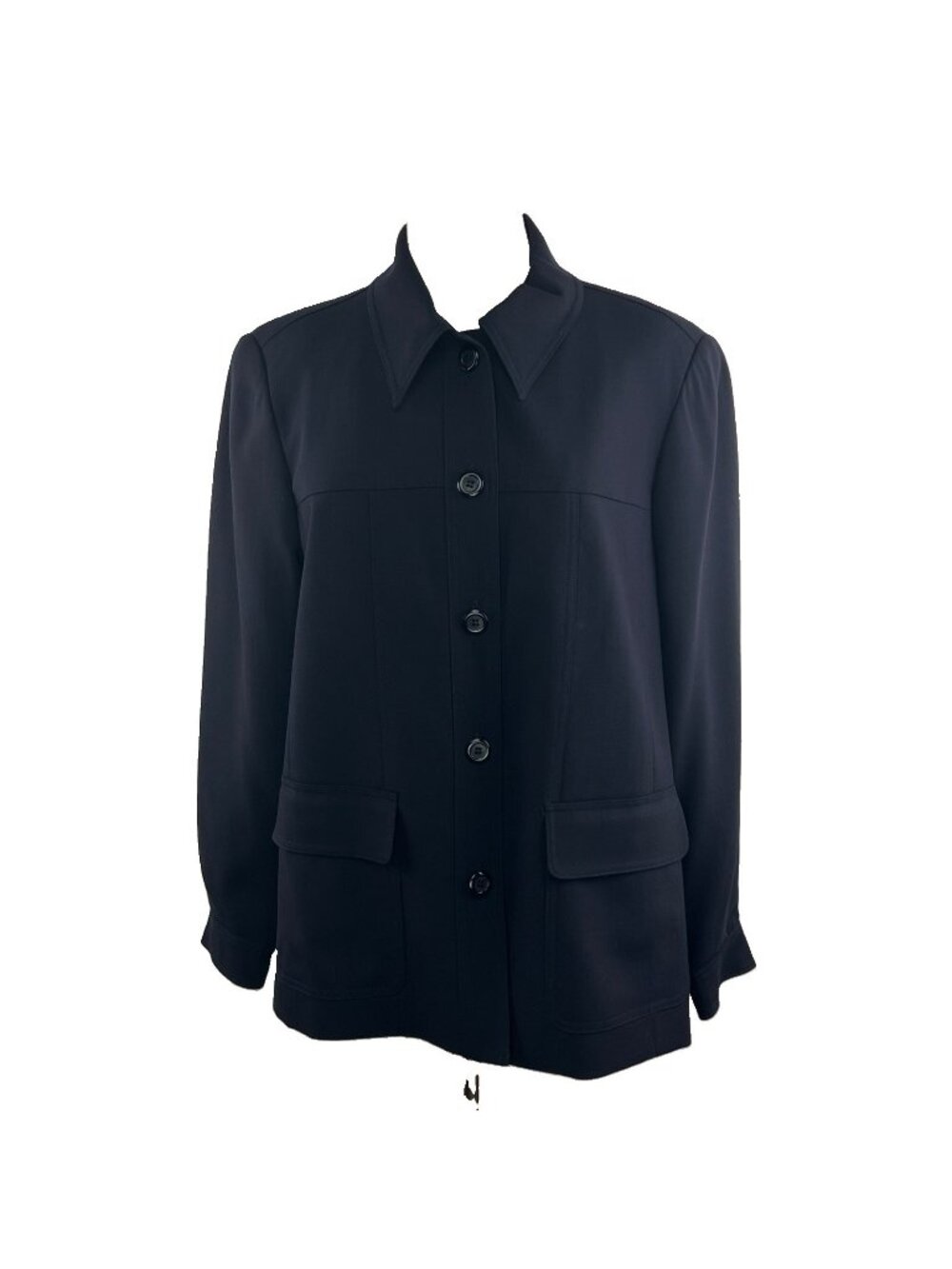 Classiques Entier Size L 100% Wool Dark Navy Button Front Blazer Jacket Japan